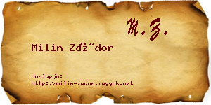 Milin Zádor névjegykártya